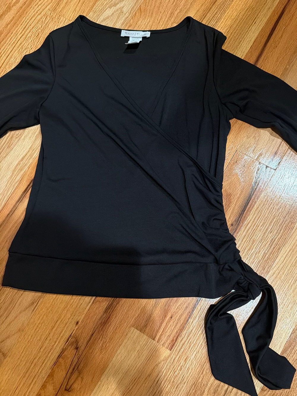 White House Black Market Black Wrap Tie-Side Blouse